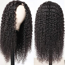 Load image into Gallery viewer, Curly V Part Wig Human Hair Brazilian Virgin Human Hair Wigs for Black Women Upgrade U Part Wig Glueless Full Head Clip in Half Wig V Shape Wig No Leave Out 180% Density Natural Color 26 Inch
