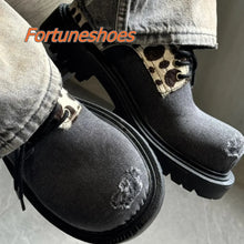 Load image into Gallery viewer, Shallow Patchwork Round Toe Retro Style Platform Shoes
