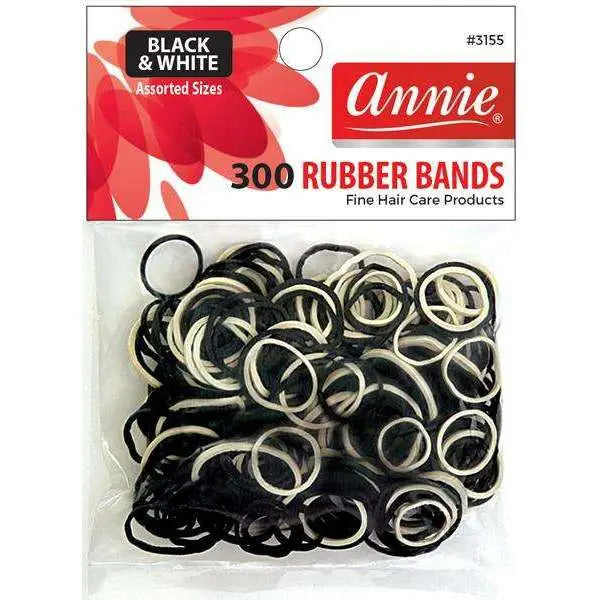 Annie 300ct Rubber Bands Assorted Black & White #3155