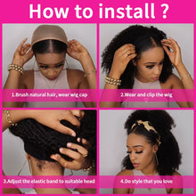 Load image into Gallery viewer, Headband Hair Woman Afro Kinky Curly Wig 200% High Denisty Brazilian Remy Hair Fast-Installing Full Machina Natural
