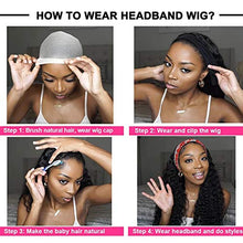 Load image into Gallery viewer, 22Inch Kinky Curly Headband Wig Human Hair Headband Wigs for Black Women Brazilain Remy Human Hair Curly Headband Wig Glueless None Lace Front Wigs 150% Density Half Wig
