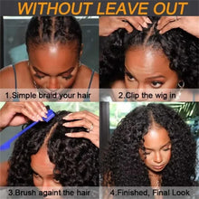 Load image into Gallery viewer, Curly V Part Wig Human Hair Brazilian Virgin Human Hair Wigs for Black Women Upgrade U Part Wig Glueless Full Head Clip in Half Wig V Shape Wig No Leave Out 180% Density Natural Color 18 Inch
