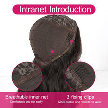 Load image into Gallery viewer, Chocolate Brown Body Wave V Part Wig Upgrade U Part Synthetic Wigs for Black Women, 24Inch Long Wavy Brown Wig V Shape Glueless Wigs Full Head Clip in Half Wig No Leave Out(#4)

