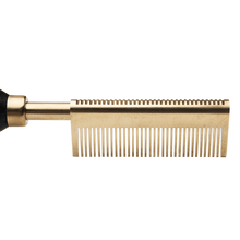 Load image into Gallery viewer, Hot &amp; Hotter Electric Straightening Comb Medium Double Sided Teeth, 1 Count, Black &amp; Gold
