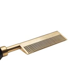 Load image into Gallery viewer, Hot &amp; Hotter Electric Straightening Comb Medium Straight Teeth, 1 Count, Black &amp; Gold
