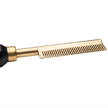 Load image into Gallery viewer, Hot &amp; Hotter Electric Straightening Comb Medium Teeth Small, 1 Count, Black &amp; Gold
