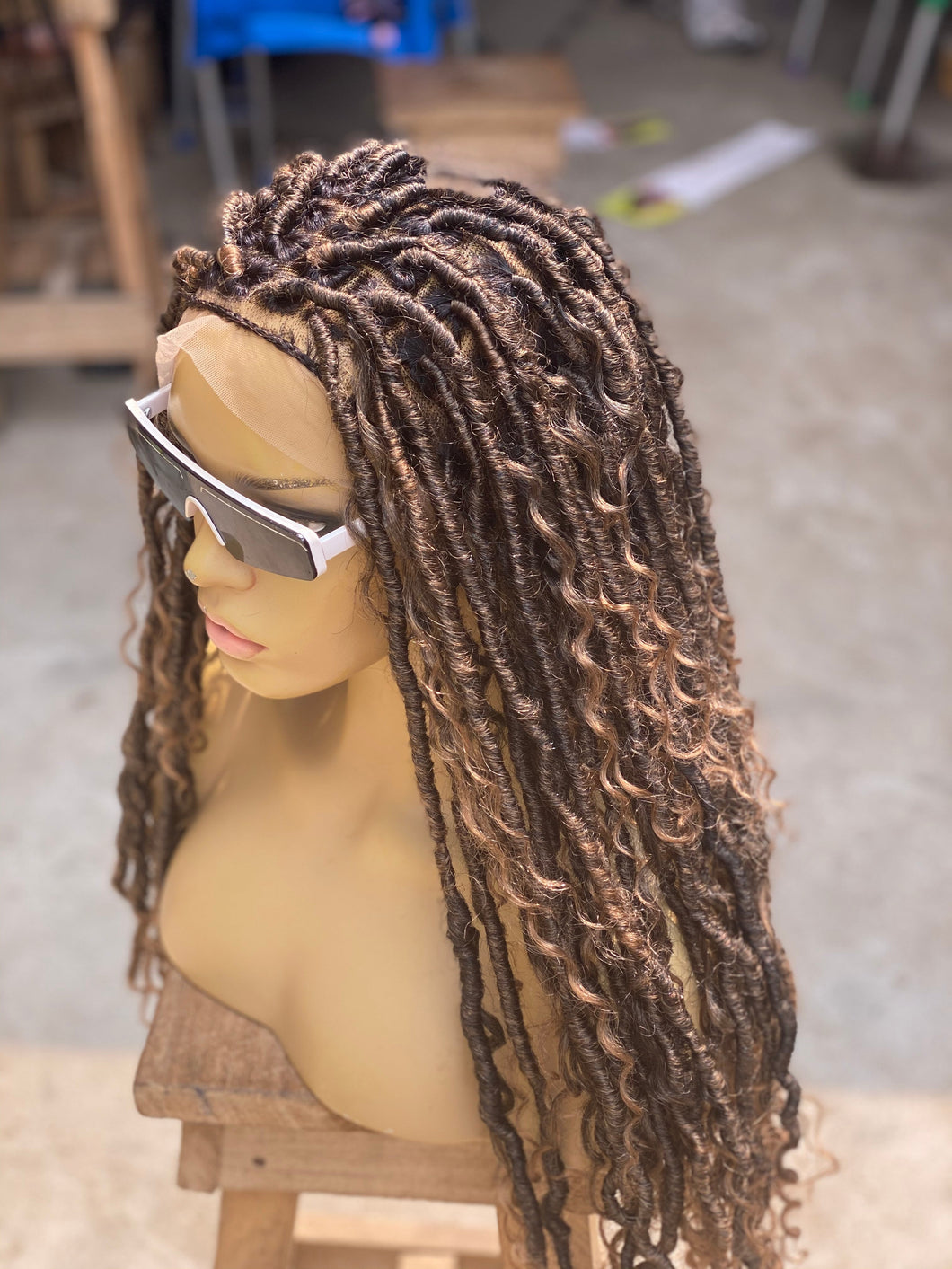 Glueless Full Lace Soft Faux Locs Wig - African Queen