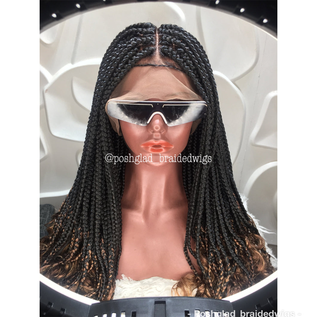 Glueless Goddess Box Braid With Curly Tips Wig - Lorensa