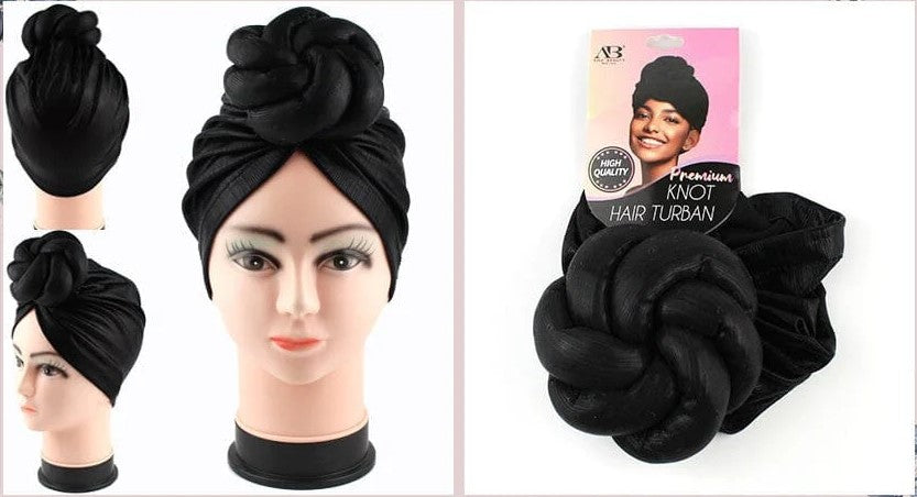 Knotted Turban Head Wrap, Black (1pc)