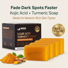 Load image into Gallery viewer, AMVital Turmeric Kojic Acid Soap Bar for Dark Spots &amp; Uneven Tone
