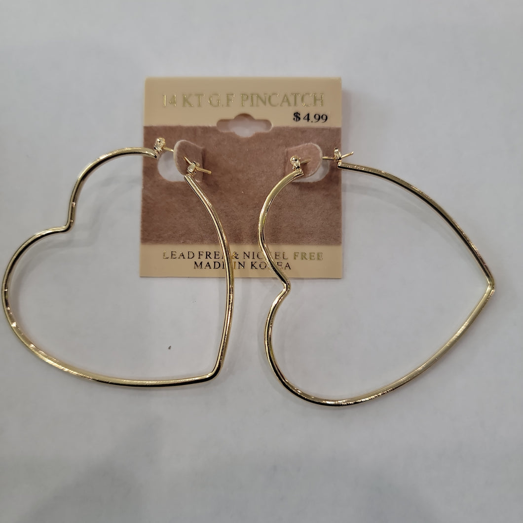Fashion Brand Heart Hoop Earrings - #351555-G