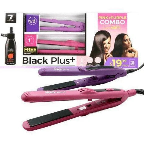 Tyche Flat Iron - Black Plus + Pink & Purple Combo
