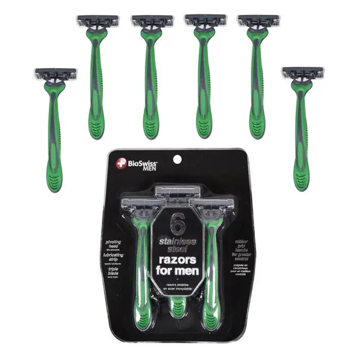 BioSwiss Men's Triple Blade Razors, 6 pk