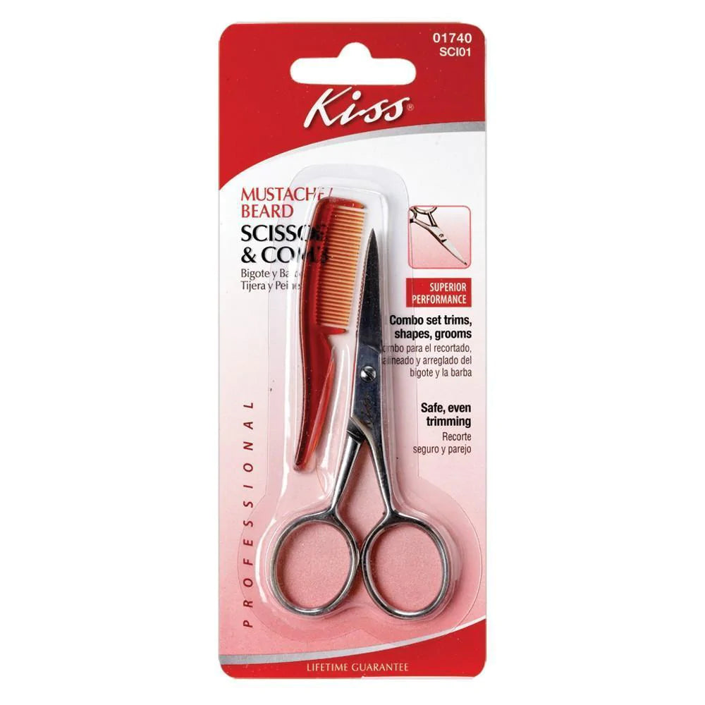 Kiss Mustache Scissors & Comb